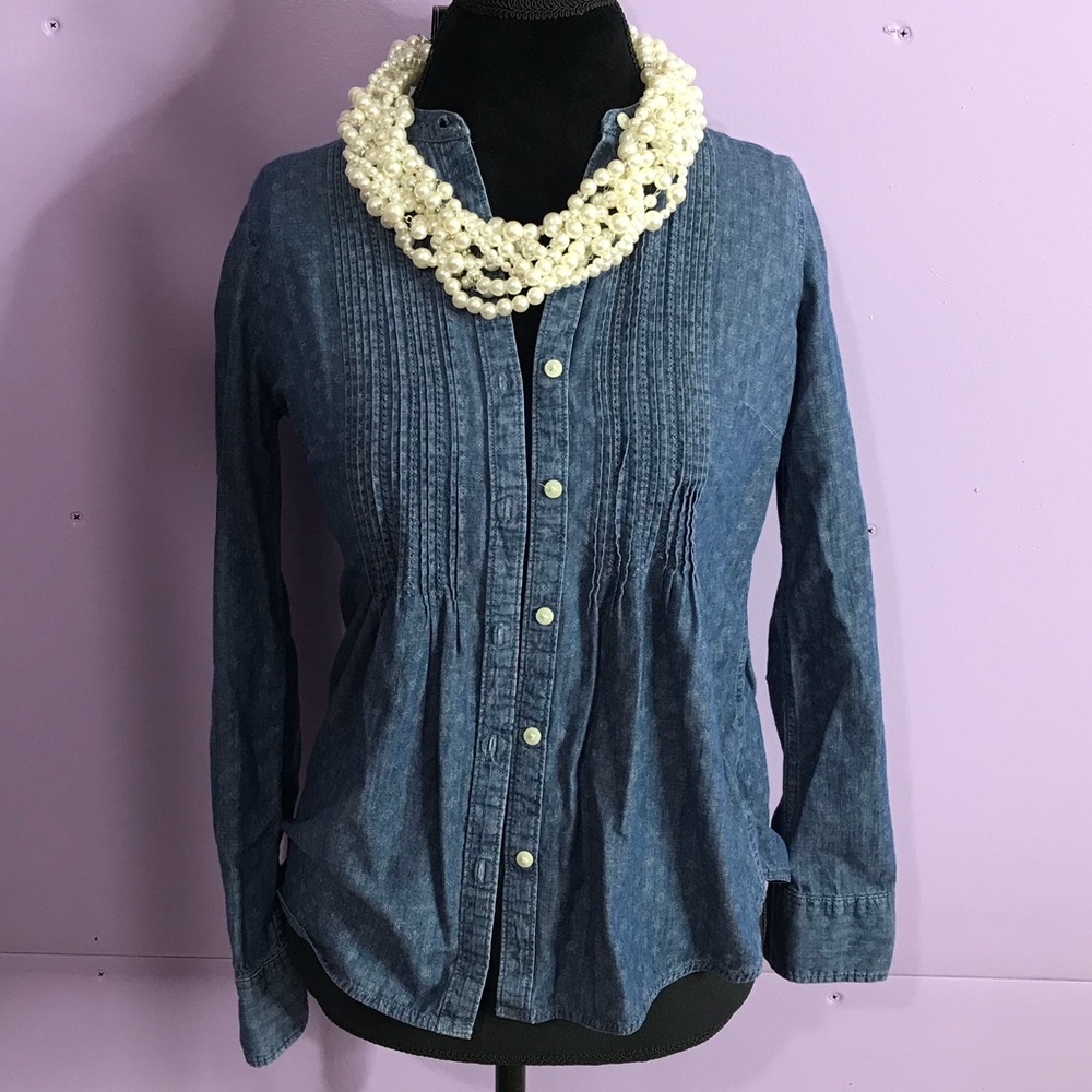 Long sleeve denim button down top